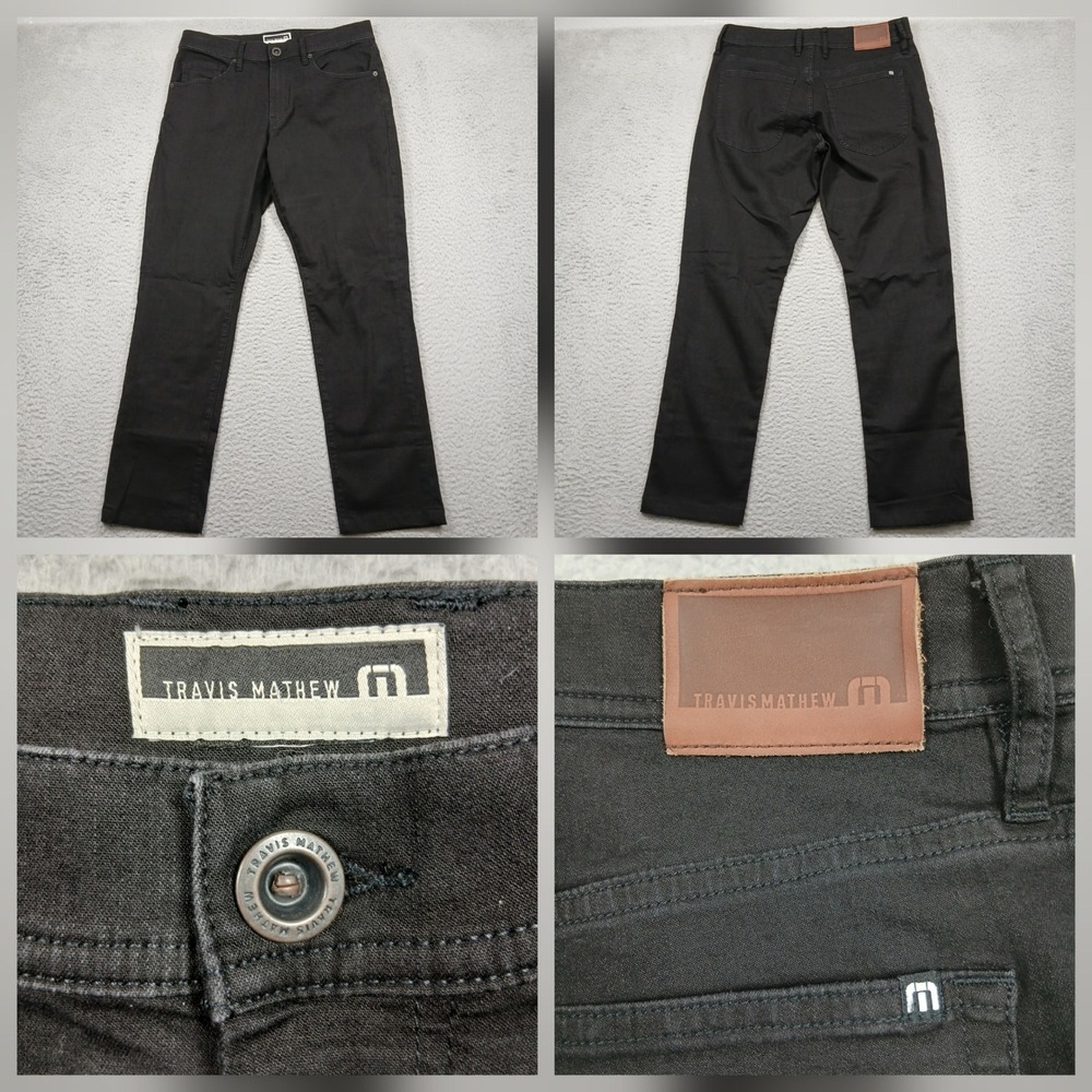 Travis Mathew‎ Black Jeans Mens 32x28 Slim Straight Stretch Casual Pants